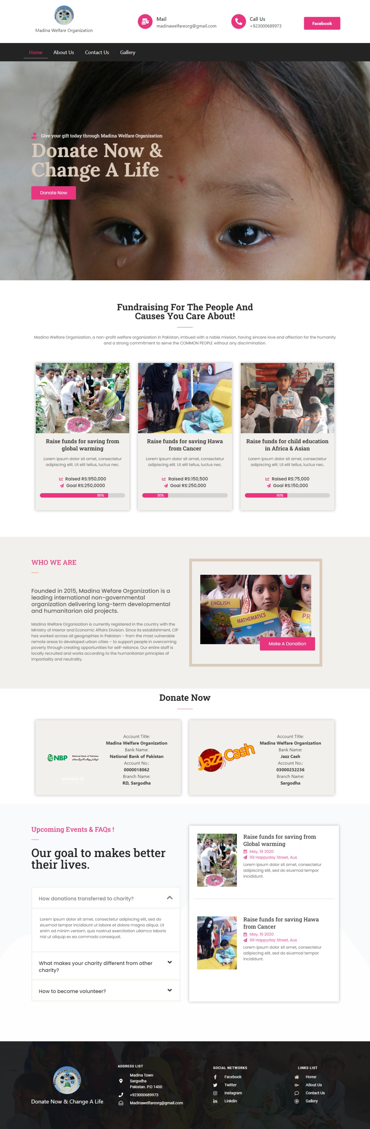 Welfare Webite screenshot